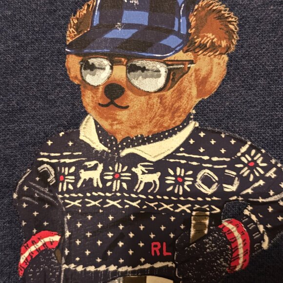 Ralph Lauren Ski Polo Bear Fleece Hoodie Navy Heather Pullover XL/TG Sz $208 - Picture 5 of 9